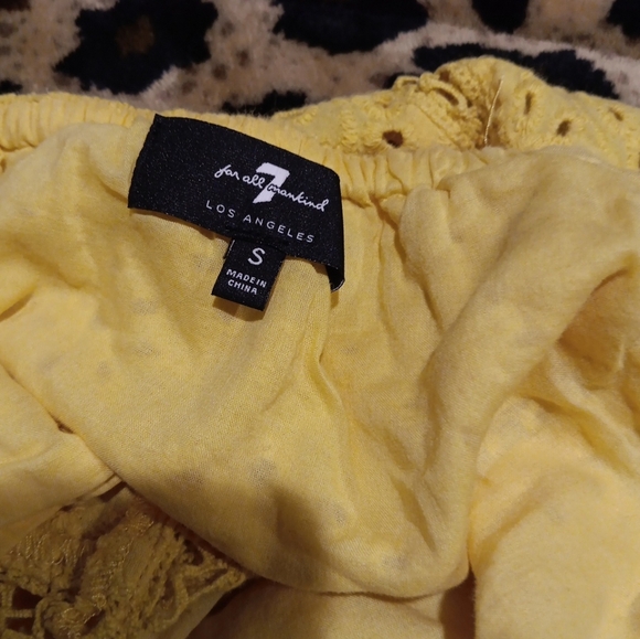 7 For All Mankind Dandelion Yellow Eyelet Lace Cropped Tank Top Small Cotton - Picture 6 of 6